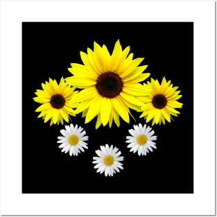 Sunflowers with daisy blossoms, flower daisies Posters and Art